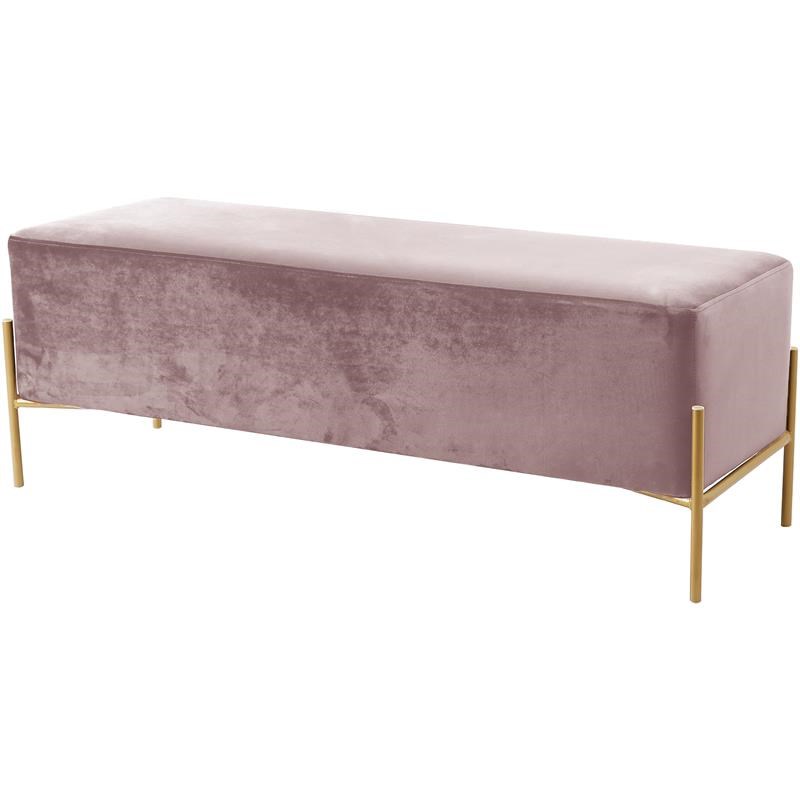 Meridian Furniture Isla Contemporary Velvet Bench in Pink
