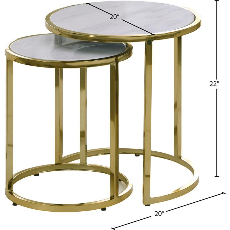 Meridian Furniture Massimo Contemporary Marble End Table in Gold