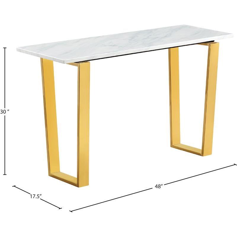 Meridian Furniture Cameron Contemporary Stone Console Table in Gold
