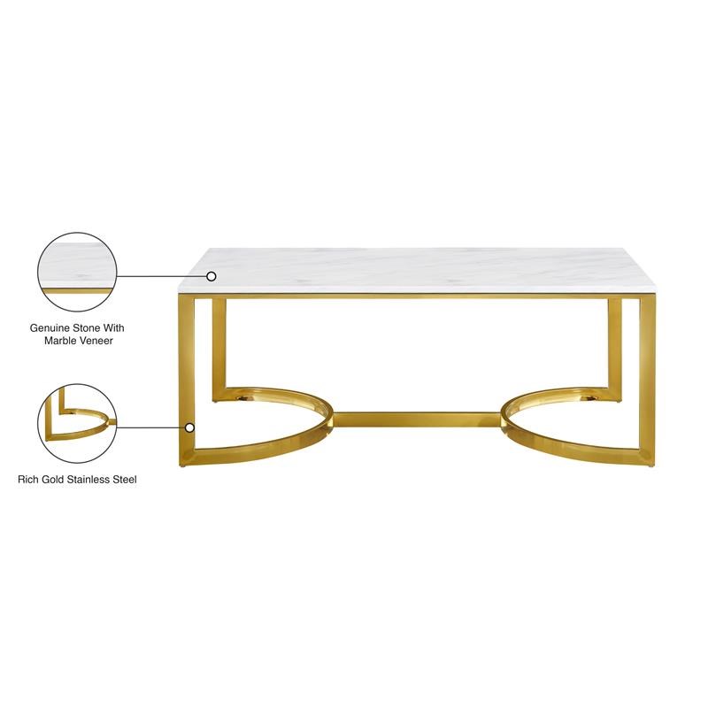 Meridian Furniture London Contemporary Stone Coffee Table in Gold