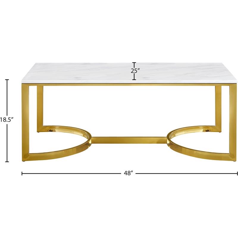 Meridian Furniture London Contemporary Stone Coffee Table in Gold