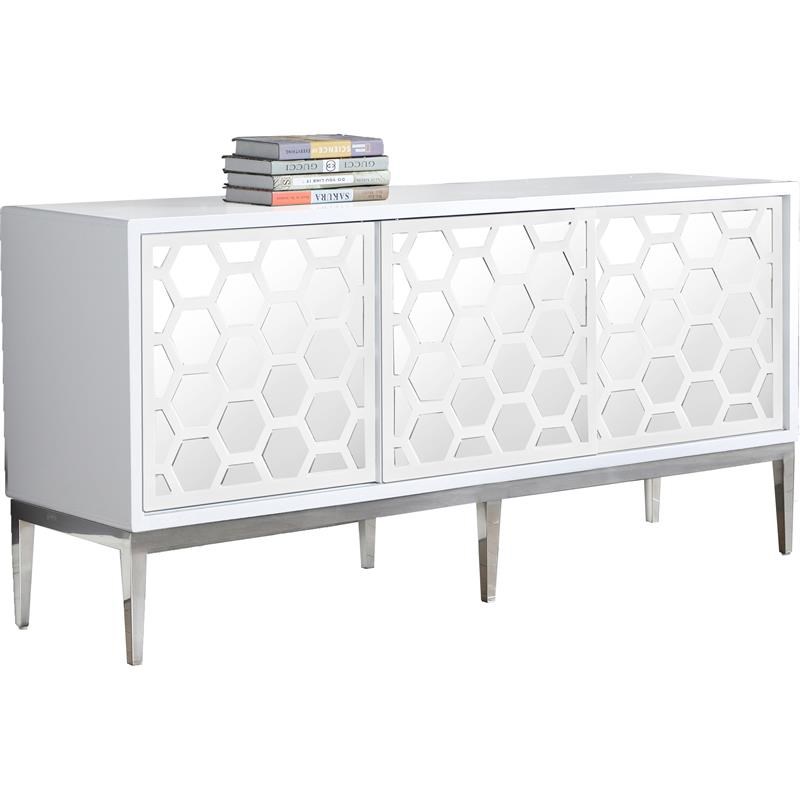 Meridian Furniture Zoey Wood Sideboard Buffet in White Lacquer