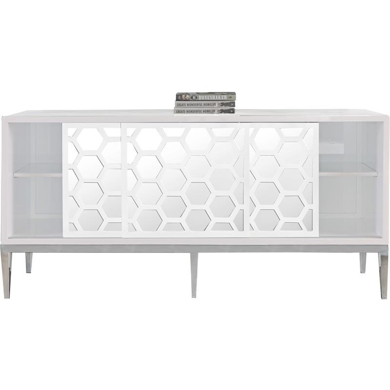 Meridian Furniture Zoey Wood Sideboard Buffet in White Lacquer