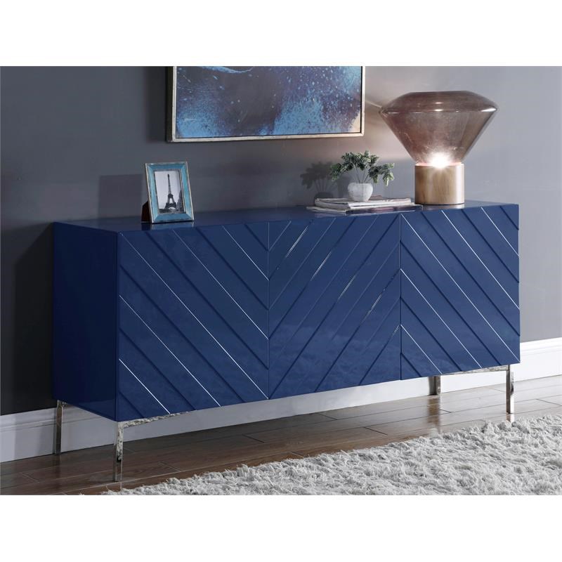 Meridian Furniture Collette Solid Wood Sideboard Buffet in Navy Lacquer