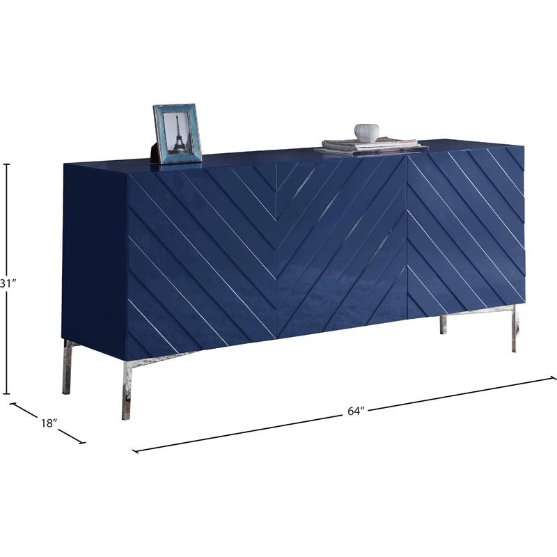 Meridian Furniture Collette Solid Wood Sideboard Buffet in Navy Lacquer
