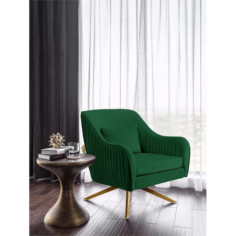 Meridian Furniture Paloma Velvet Accent Chair in Green and Gold