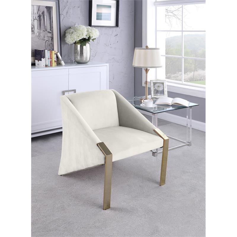 Meridian Furniture Rivet Velvet Accent Chair in White