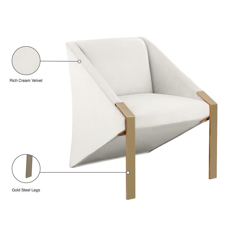 Meridian Furniture Rivet Velvet Accent Chair in White