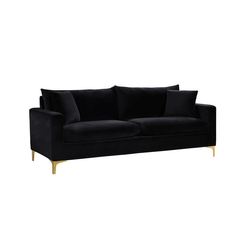 Meridian Furniture Naomi Contemporary Velvet Sofa in Black