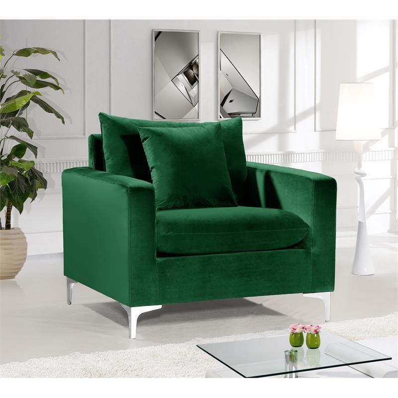 Meridian Furniture Naomi Velvet Accent Chair in Green Homesquare