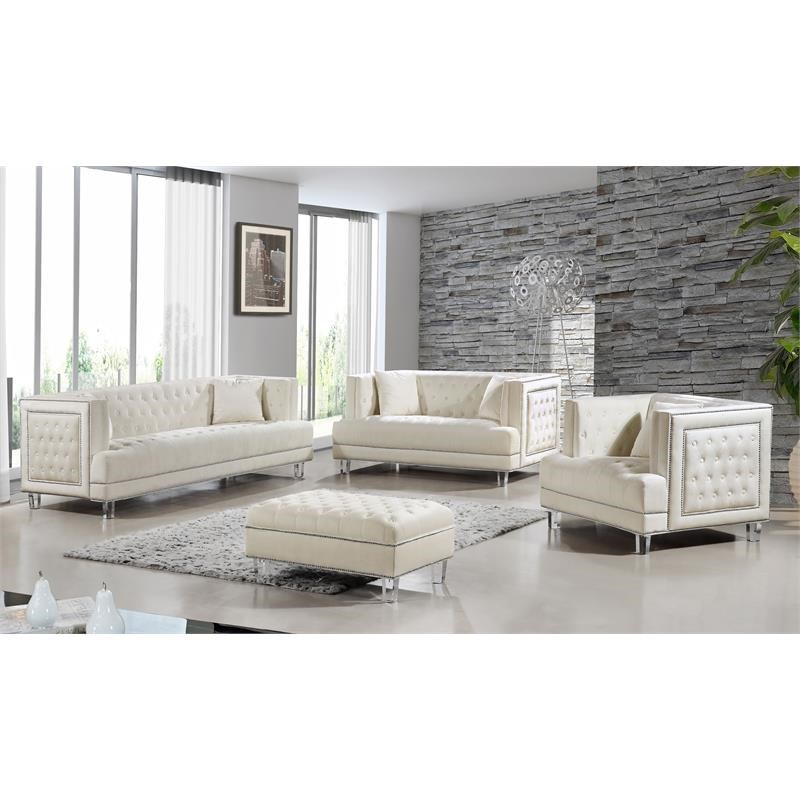 Contemporary Velvet Sofa in Cream
