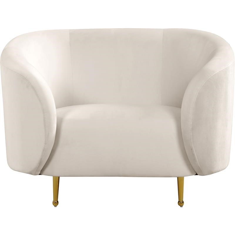 Meridian Furniture Lavilla Velvet Accent Chair in Cream and Gold