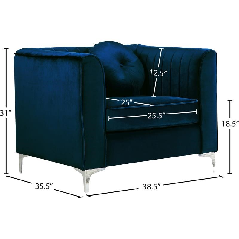 Velvet Accent Chair in Navy and Chrome