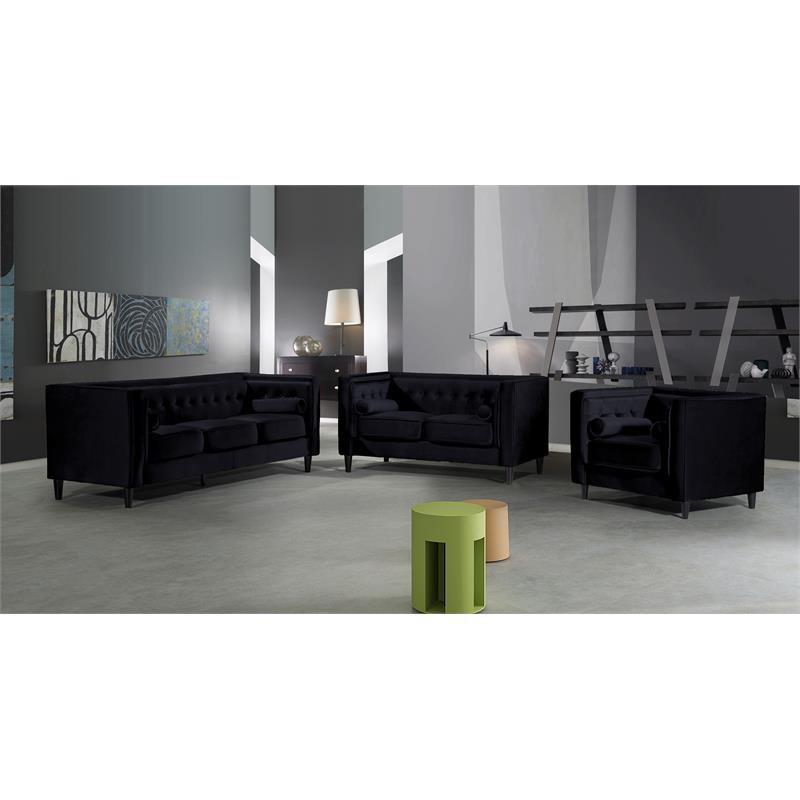Meridian Furniture Taylor Modern Velvet Loveseat in Black