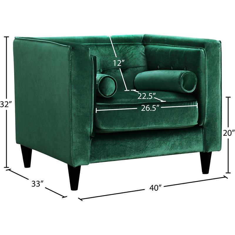 Meridian Furniture Taylor Velvet Accent Chair in Green