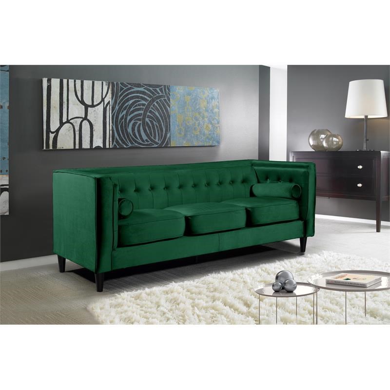Meridian Furniture Taylor Modern Velvet Sofa in Green