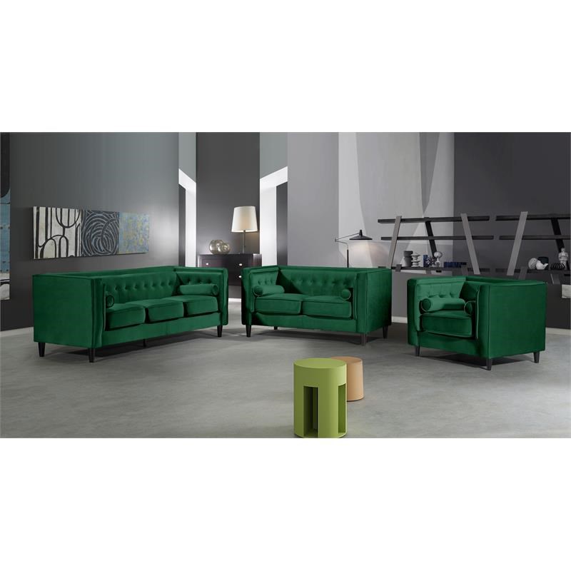 Meridian Furniture Taylor Modern Velvet Sofa in Green