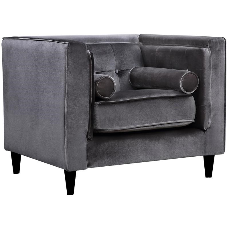 Meridian Furniture Taylor Velvet Accent Chair in Gray