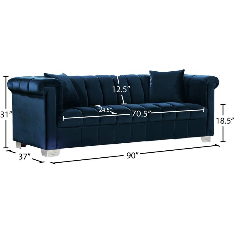 Contemporary Velvet Sofa in Navy