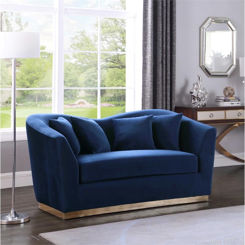 Meridian Furniture Arabella Velvet Upholstered Loveseat in Navy
