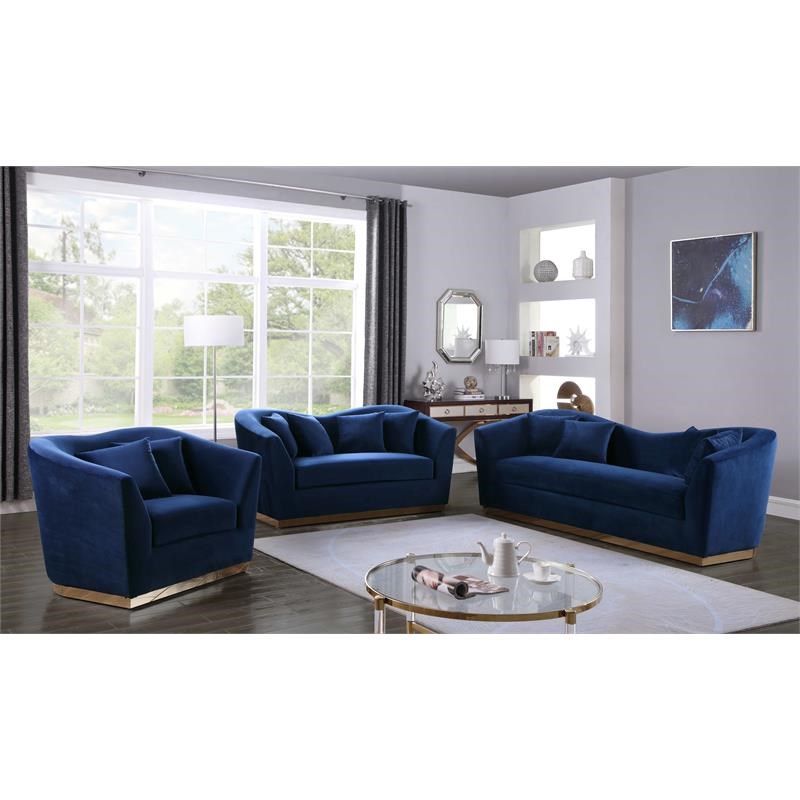 Meridian Furniture Arabella Velvet Upholstered Loveseat in Navy