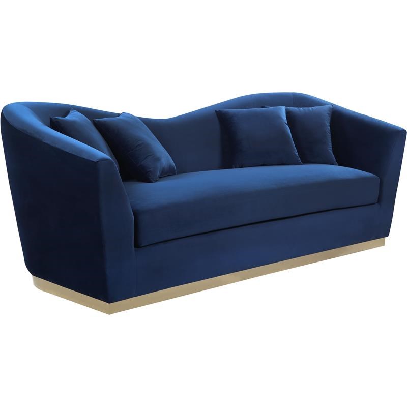Meridian Furniture Arabella Velvet Upholstered Sofa in Navy