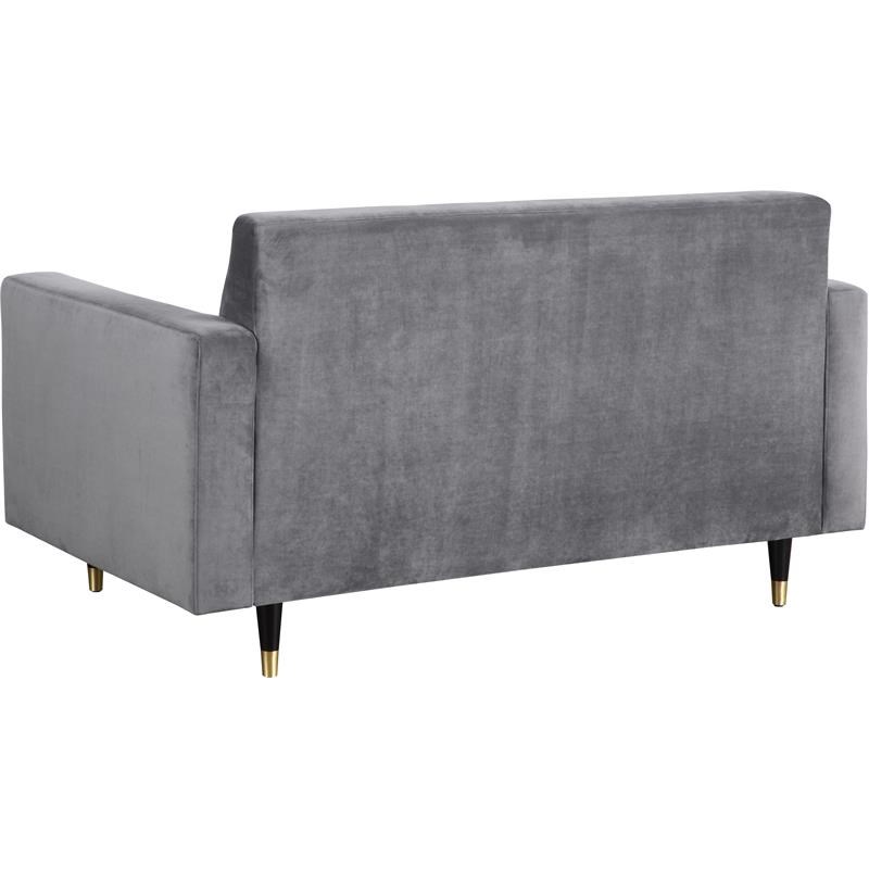 Meridian Furniture Lola Contemporary Velvet Loveseat in Gray