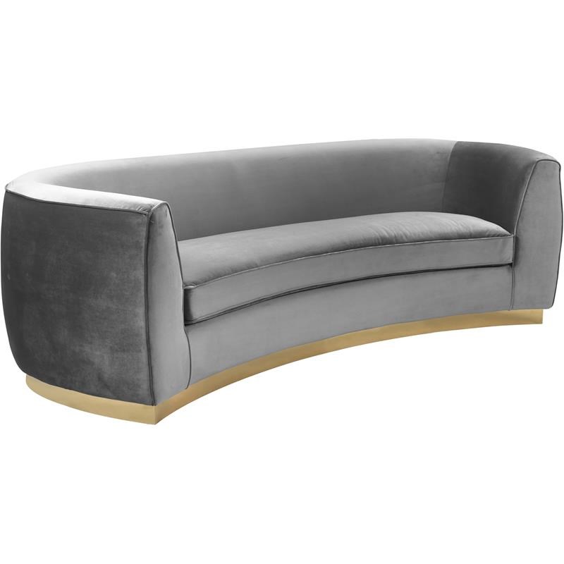 Meridian Furniture Julian Contemporary Velvet Sofa in Gray