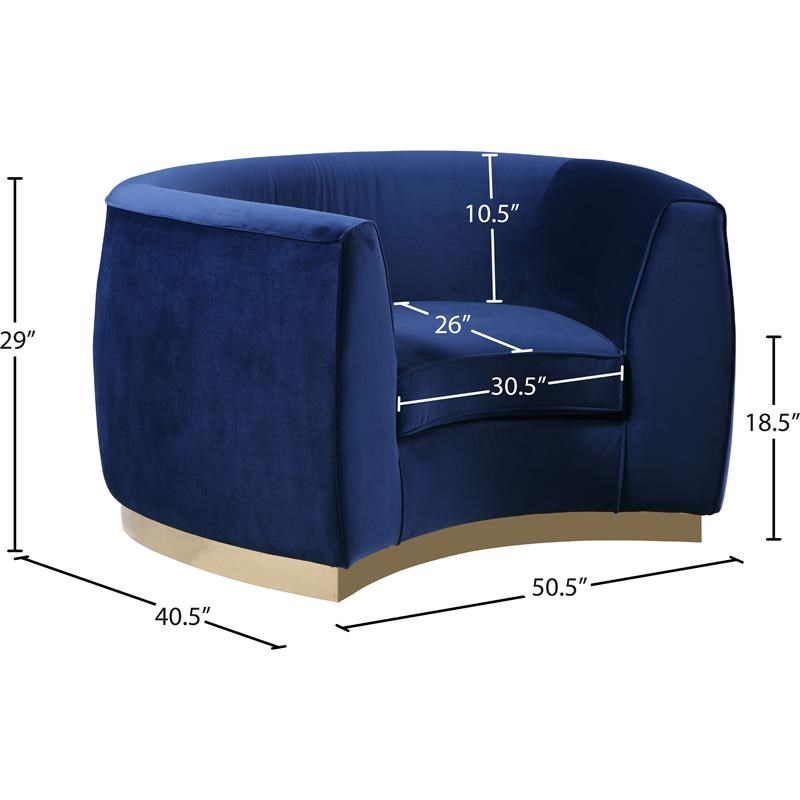Meridian Furniture Julian Velvet Accent Chair in Navy and Gold