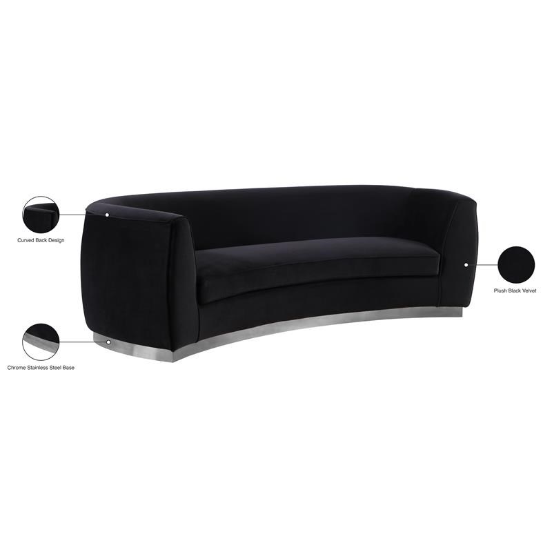 Meridian Furniture Julian Black Velvet Sofa Homesquare