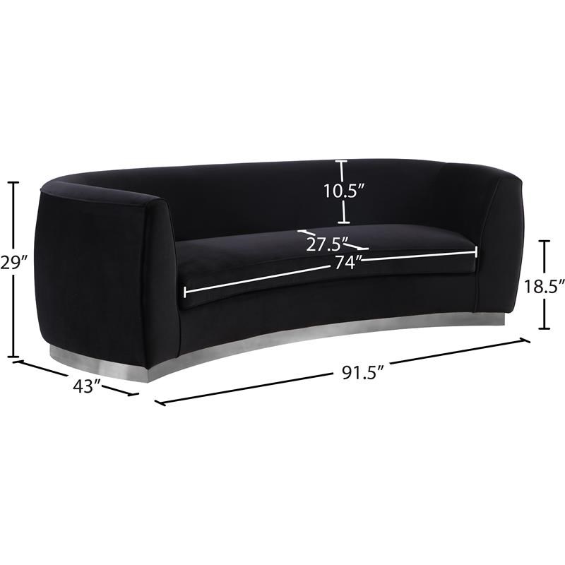 Meridian Furniture Julian Black Velvet Sofa Homesquare