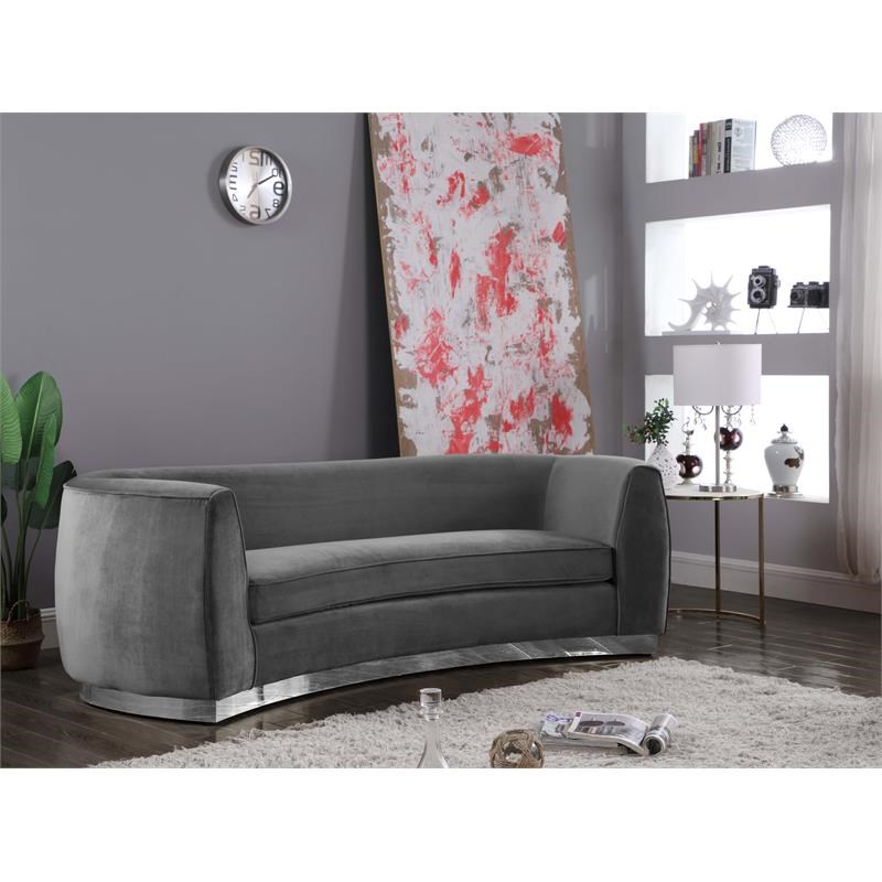 Contemporary Velvet Sofa in Gray