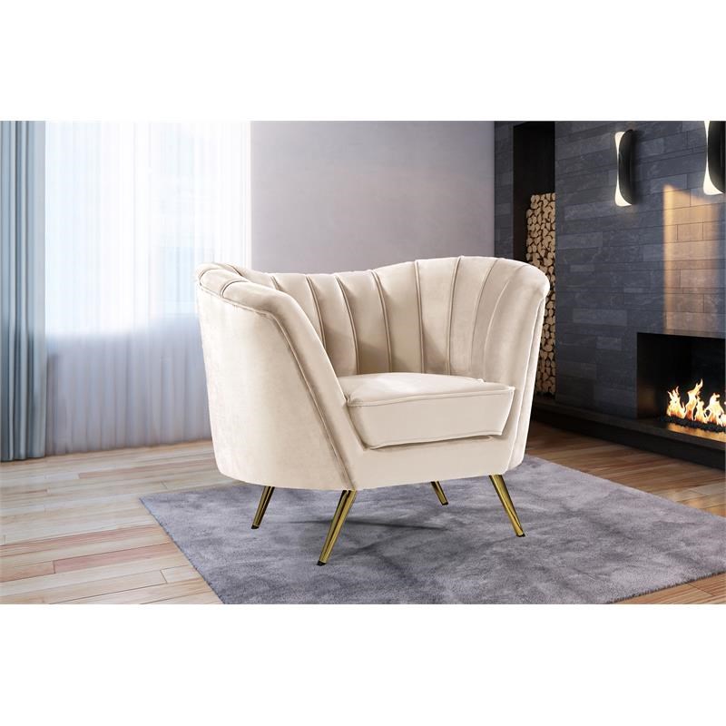 Meridian Furniture Margo Cream Velvet Chair | Homesquare