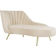 Round Back Velvet Chaise in Cream and Gold