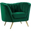 Velvet Accent Chair in Green and Gold