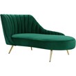 Round Back Velvet Chaise in Green and Gold