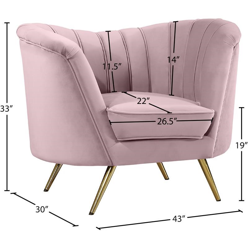 Velvet Accent Chair in Pink and Gold