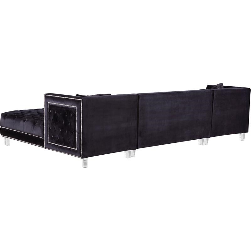 Meridian Furniture Moda 3pc Velvet Sectional in Black