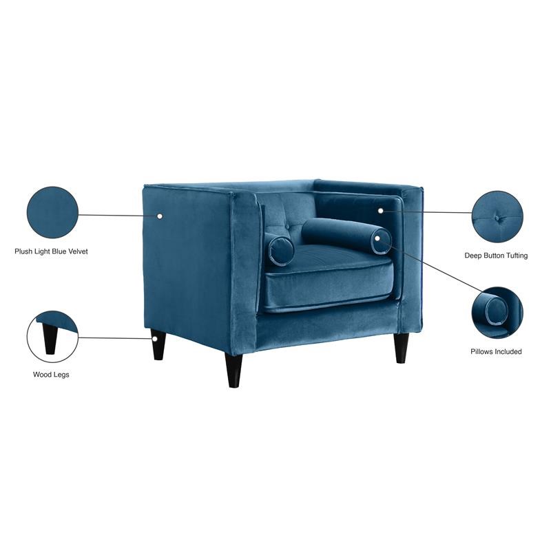 Meridian Furniture Taylor Velvet Accent Chair in Light Blue