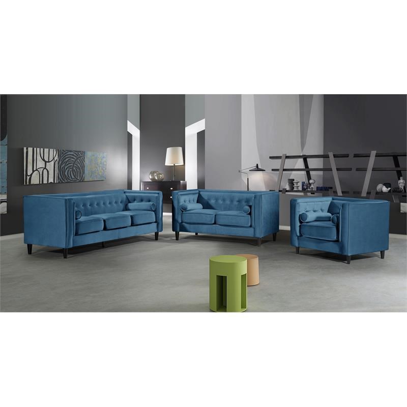 Meridian Furniture Taylor Modern Velvet Sofa in Light Blue