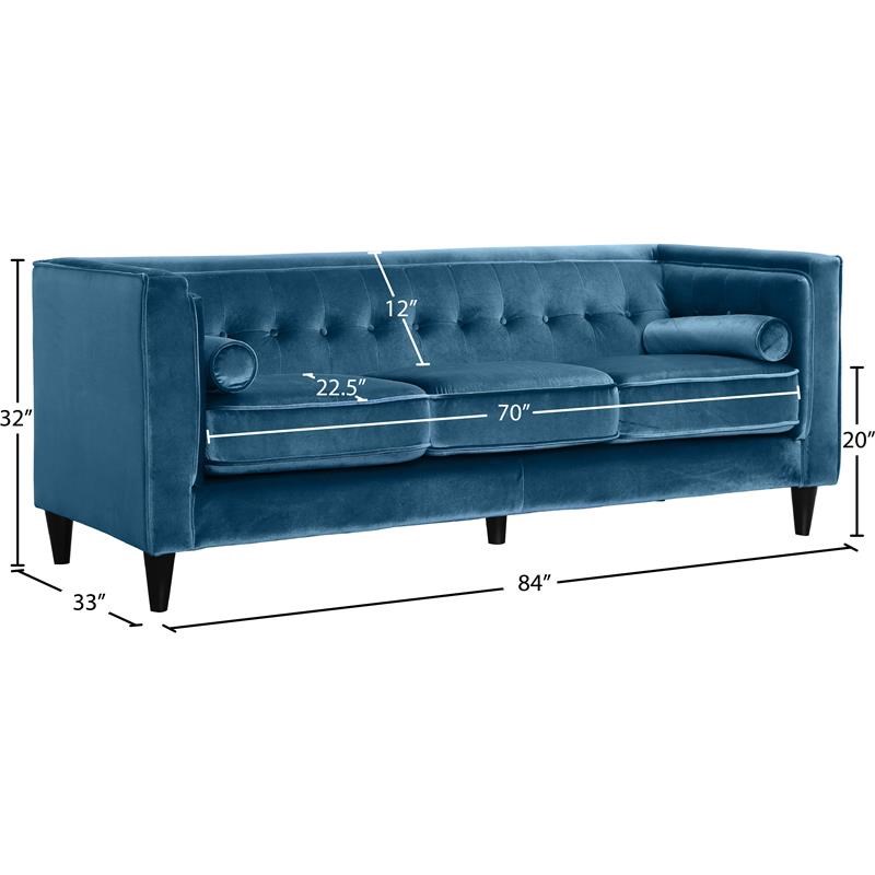 Meridian Furniture Taylor Modern Velvet Sofa in Light Blue
