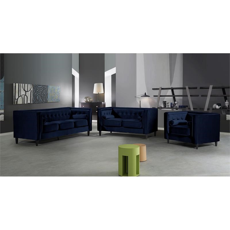 Meridian Furniture Taylor ContemporaryVelvet Accent Chair in Navy