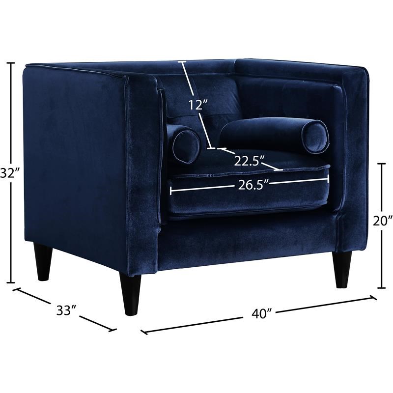 Meridian Furniture Taylor ContemporaryVelvet Accent Chair in Navy