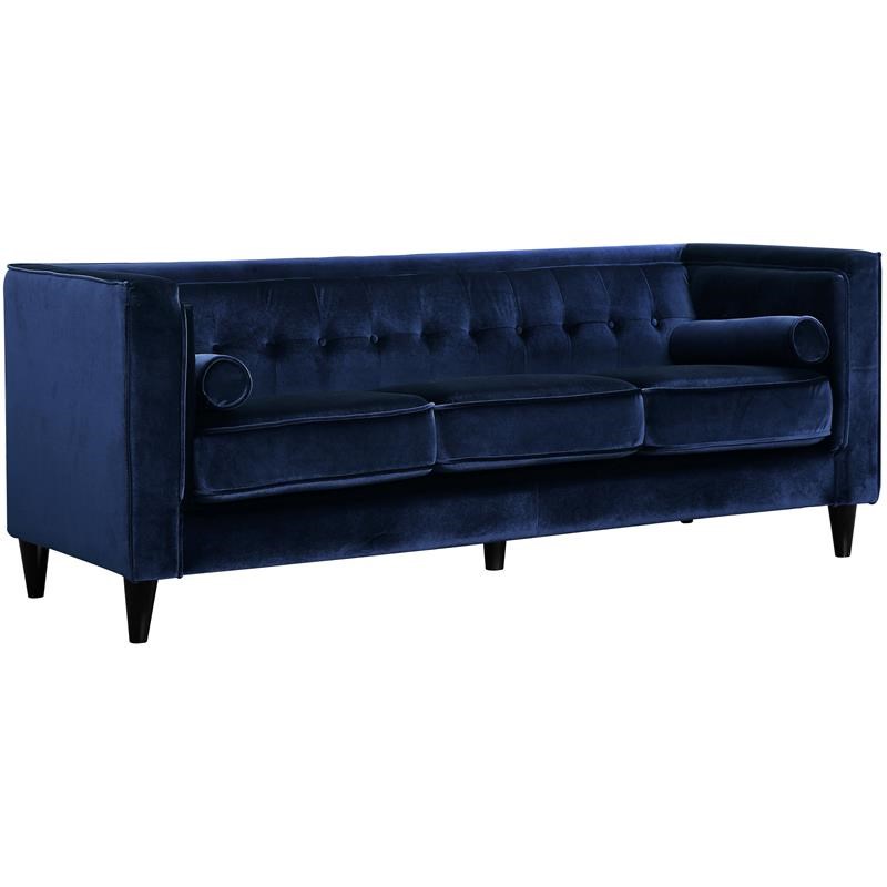 Meridian Furniture Taylor Modern Velvet Sofa in Navy