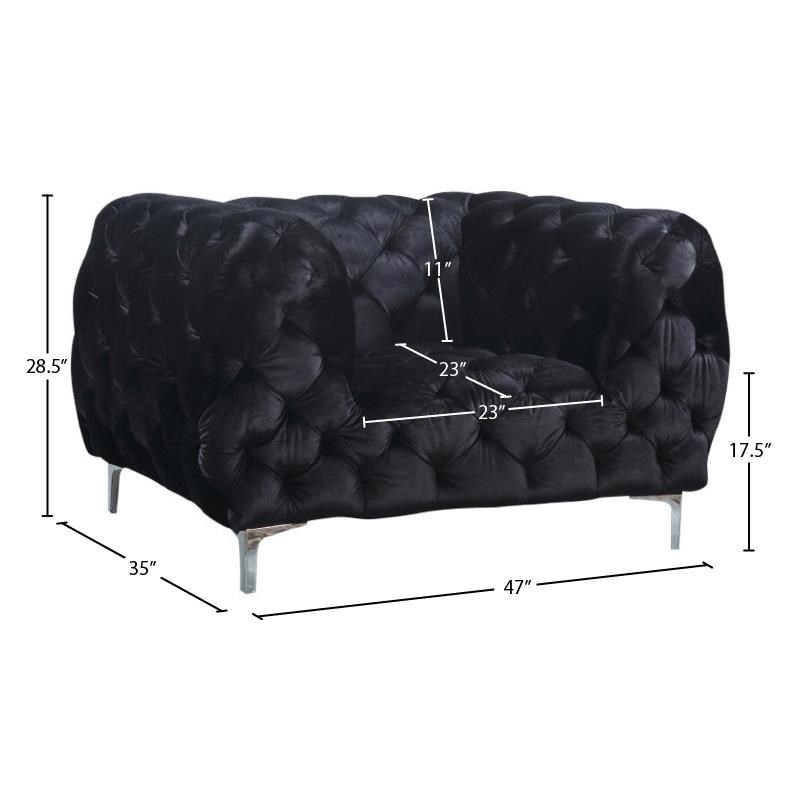 Meridian Furniture Mercer Velvet Accent Chair in Black and Chrome