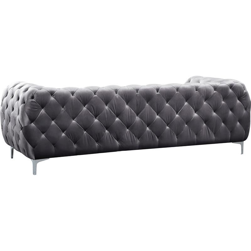 Meridian Furniture Mercer Contemporary Velvet Sofa in Gray Homesquare