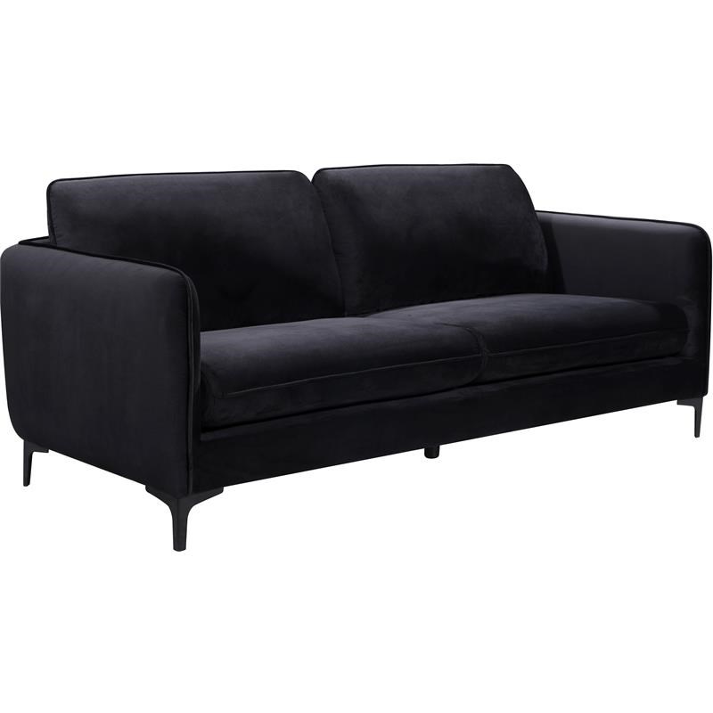 Meridian Furniture Poppy Contemporary Velvet Sofa in Black