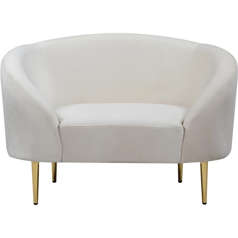 Meridian Furniture Ritz Velvet Accent Chair in Cream and Gold