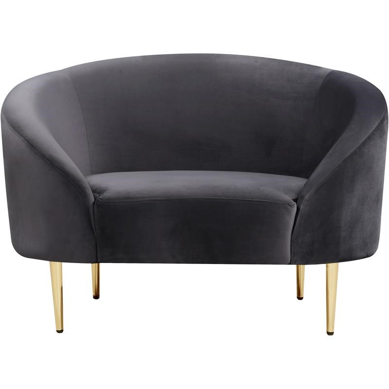 Meridian Furniture Ritz Velvet Accent Chair in Gray and Gold
