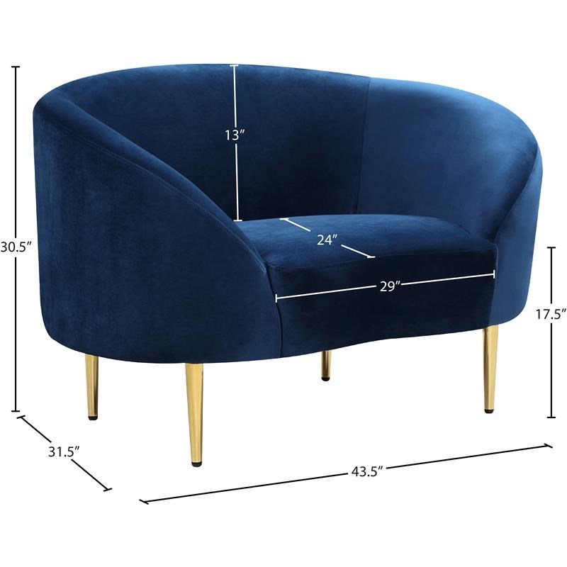 Meridian Furniture Ritz Velvet Accent Chair in Navy and Gold